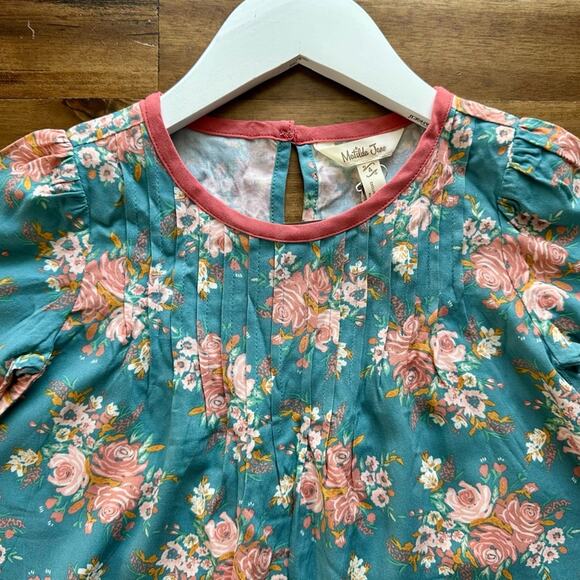 NWT Matilda Jane Just Imagine Afina Blue Pink Floral Rayon Top Long Sleeves 4 - Picture 3 of 7